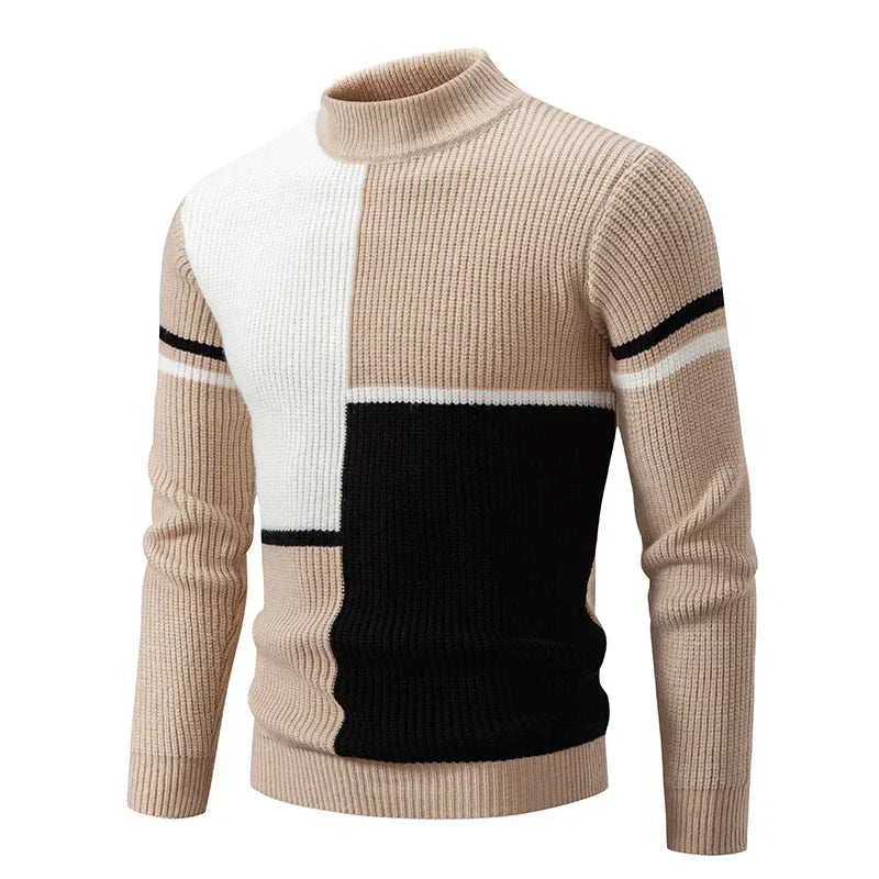 ModeGeist | Grafischer Strickpullover mit Farbblöcken Modern und Warm Perfekt für Den Alltag