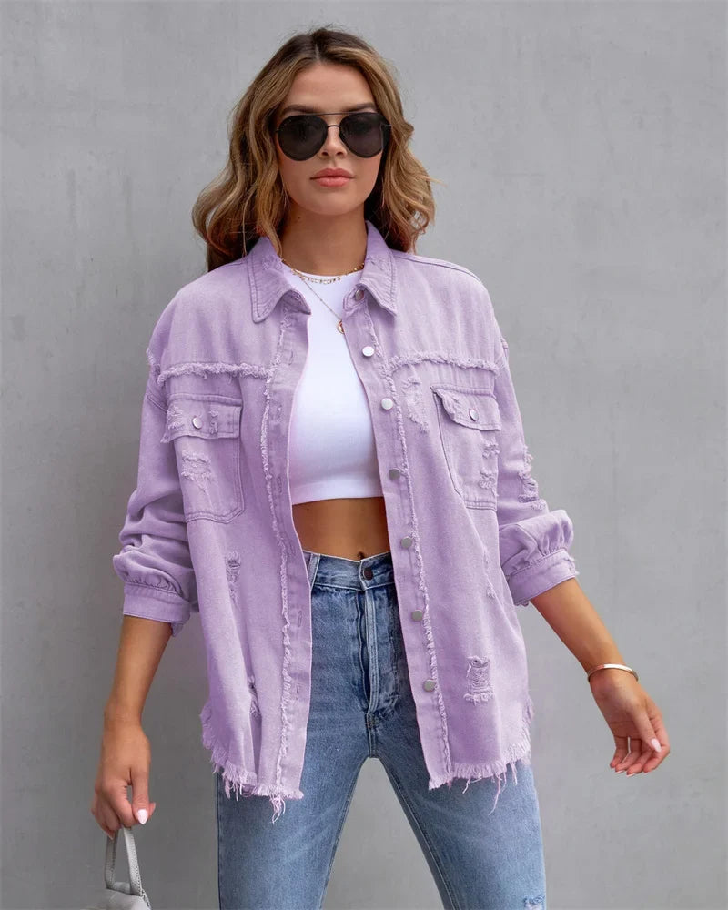 ModeGeist | Reißverschluss Hemdjacke Damen Mode Herbst und Frühling