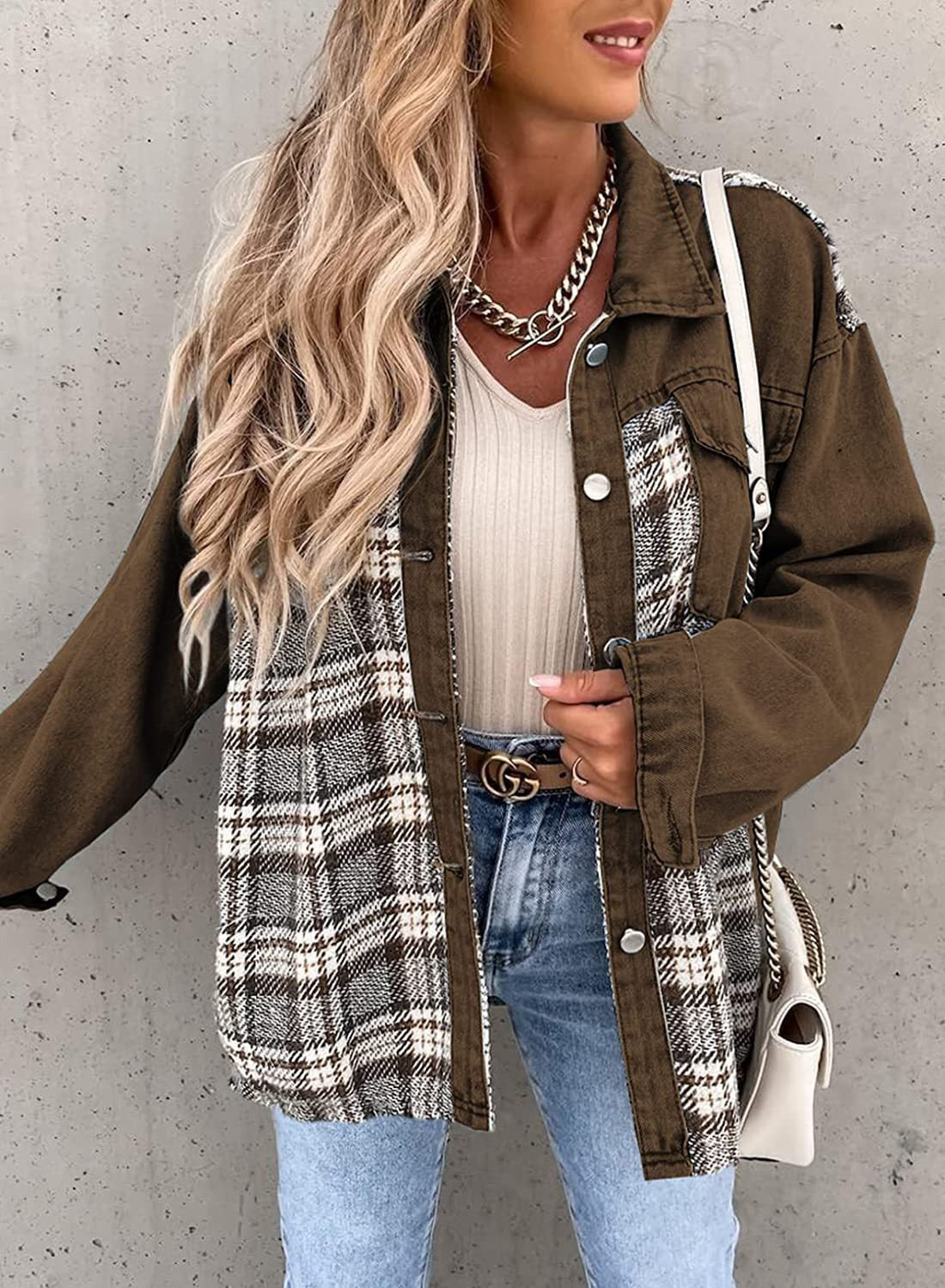Jeansjacke mit langen Ärmeln und Knopfleiste – Modell Rosalind