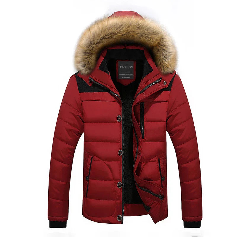 Männer-Parka mit Kapuze und Winterpelzkragen – Elmeric