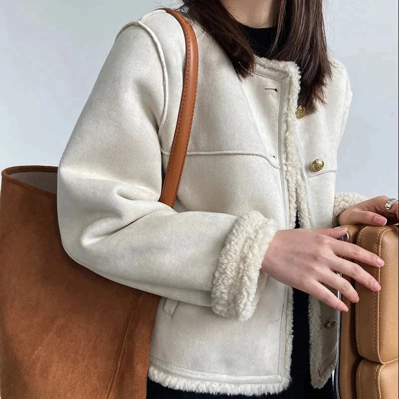 ModeGeist | Warme Sherpa-jacke Kunstleder Komfortabel, Stilvoll