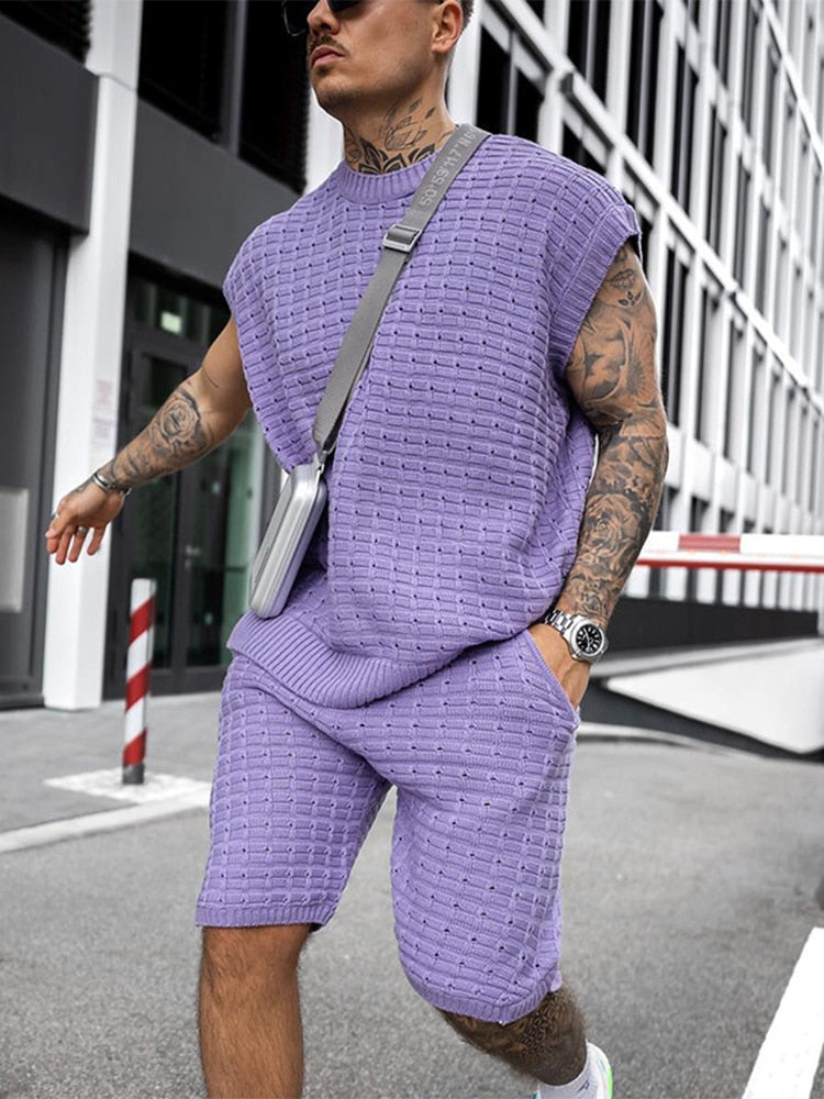 Sommerliches Herren-Freizeitset aus hochwertiger Strickware