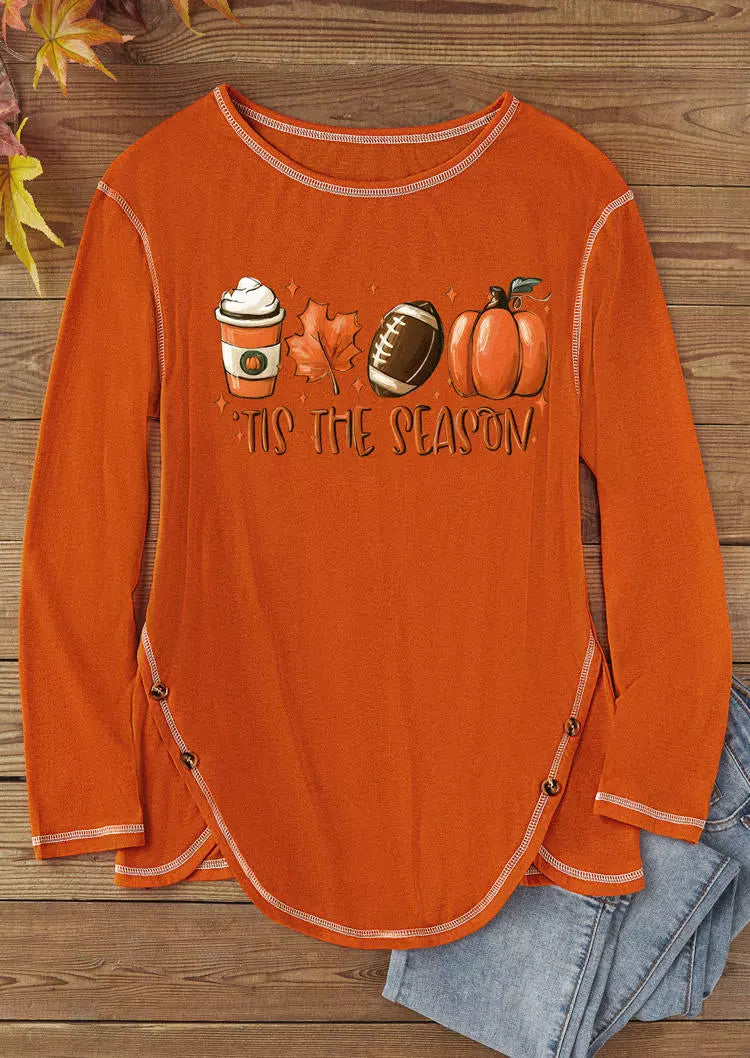 Fudus Herbst Kürbis-Fußball Ahornblatt Kaffee-Pullover in Orange