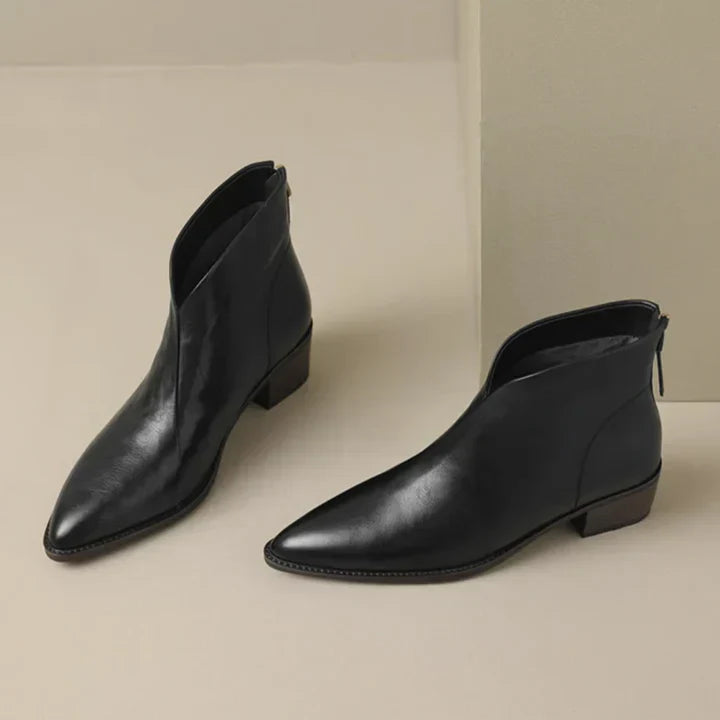 ModeGeist | Damenstiefelette Aus Leder mit Blockabsatz