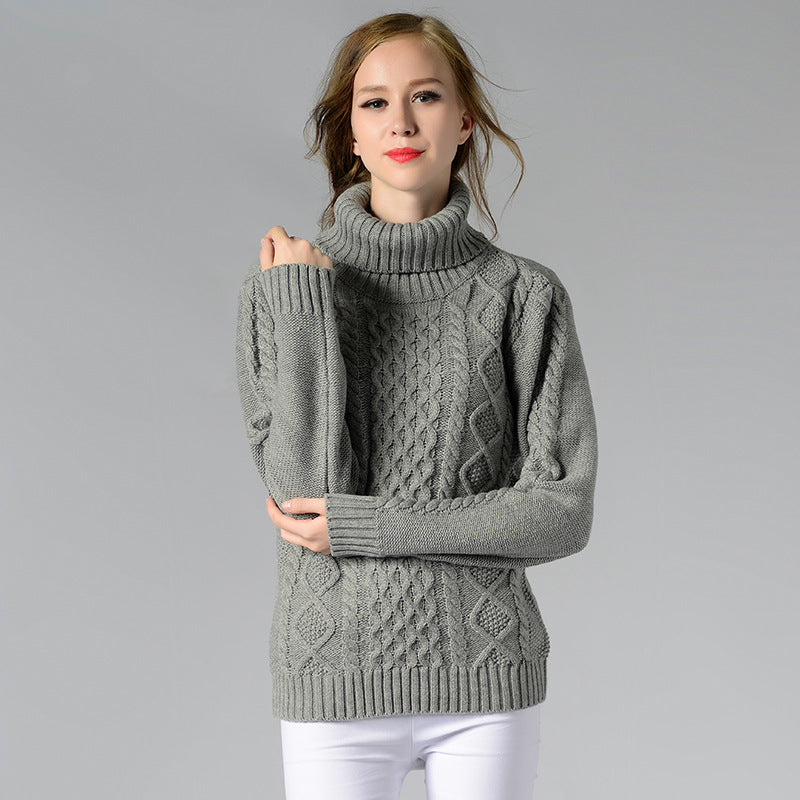 ModeGeist | Damen Rollkragenpullover mit langen Ärmeln und Kabelstrick