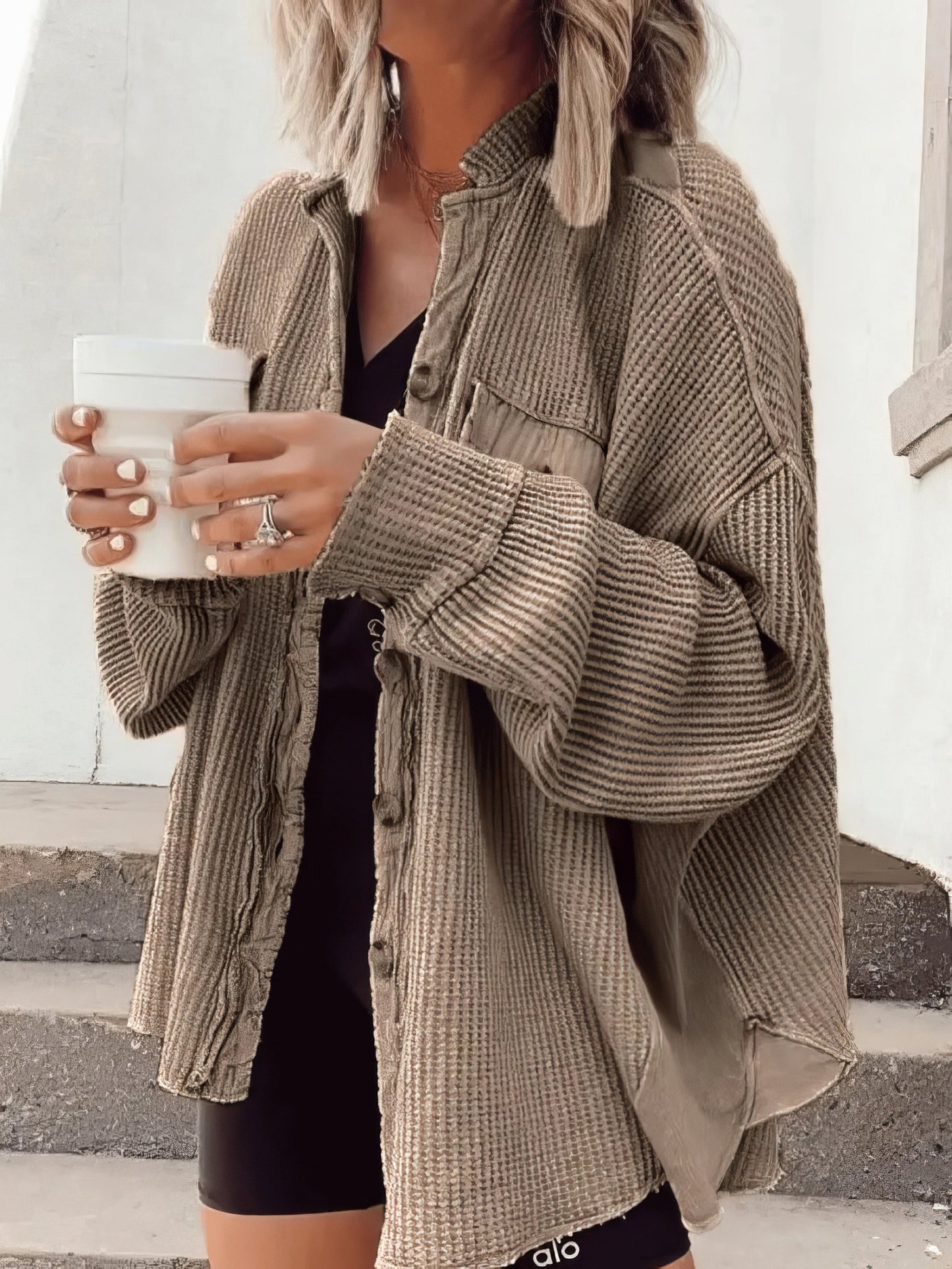 Langarmhemdjacke Xerxes mit Waffelknopf