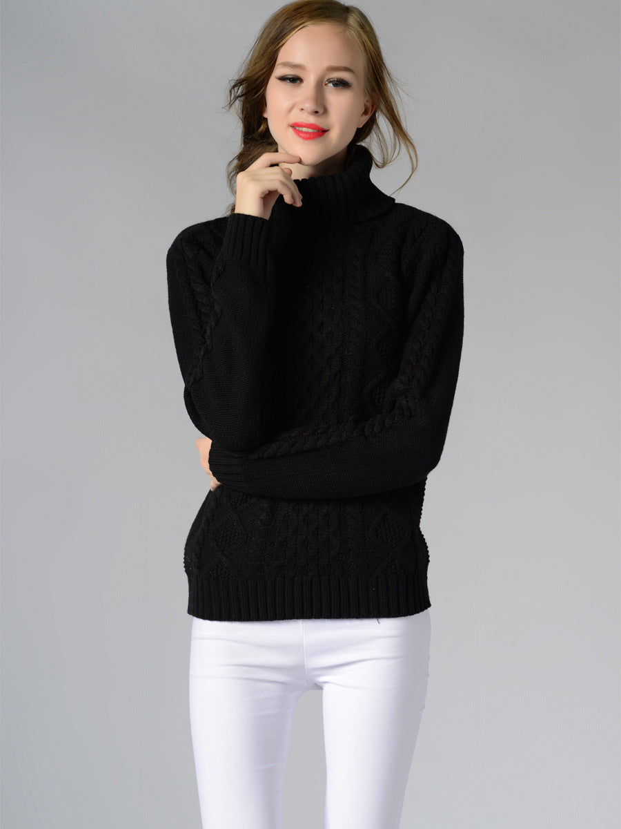 ModeGeist | Damen Rollkragenpullover mit langen Ärmeln und Kabelstrick