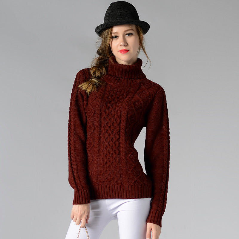 ModeGeist | Damen Rollkragenpullover mit langen Ärmeln und Kabelstrick