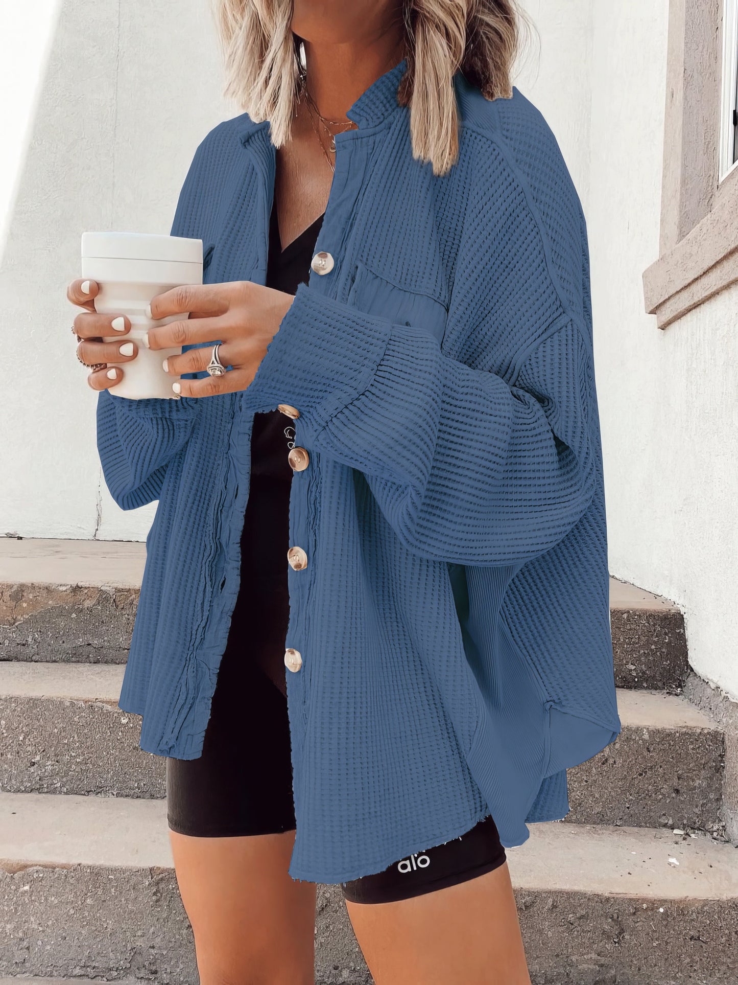 Langarmhemdjacke Xerxes mit Waffelknopf