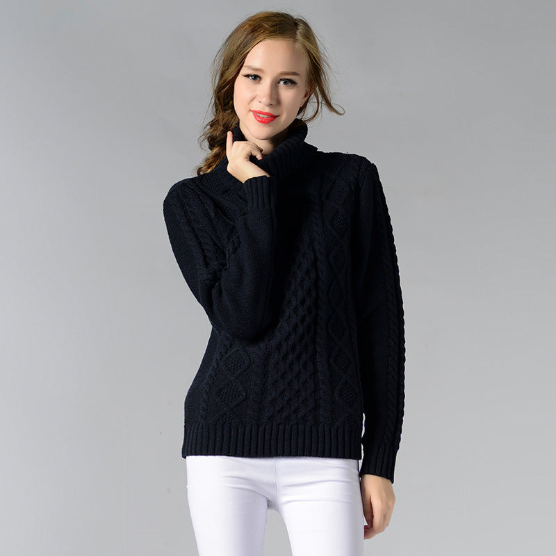 ModeGeist | Damen Rollkragenpullover mit langen Ärmeln und Kabelstrick