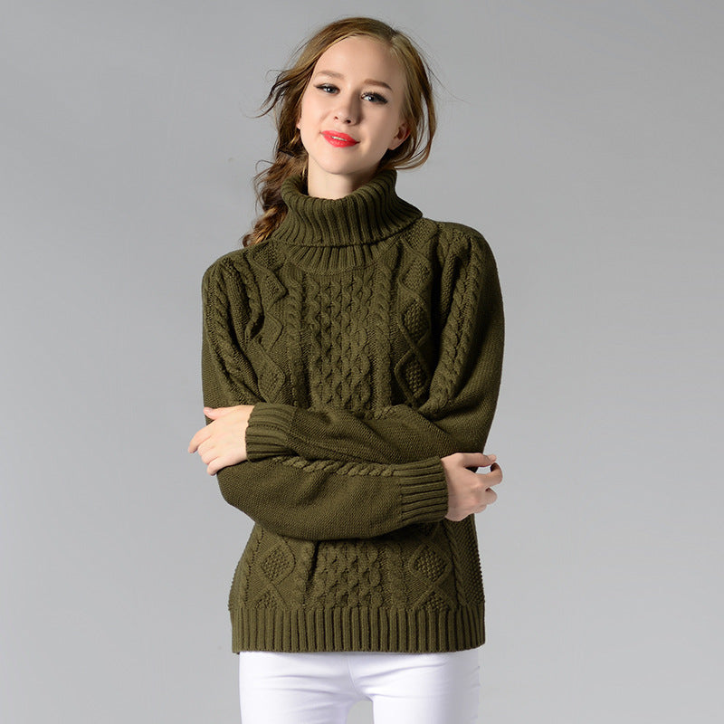 ModeGeist | Damen Rollkragenpullover mit langen Ärmeln und Kabelstrick
