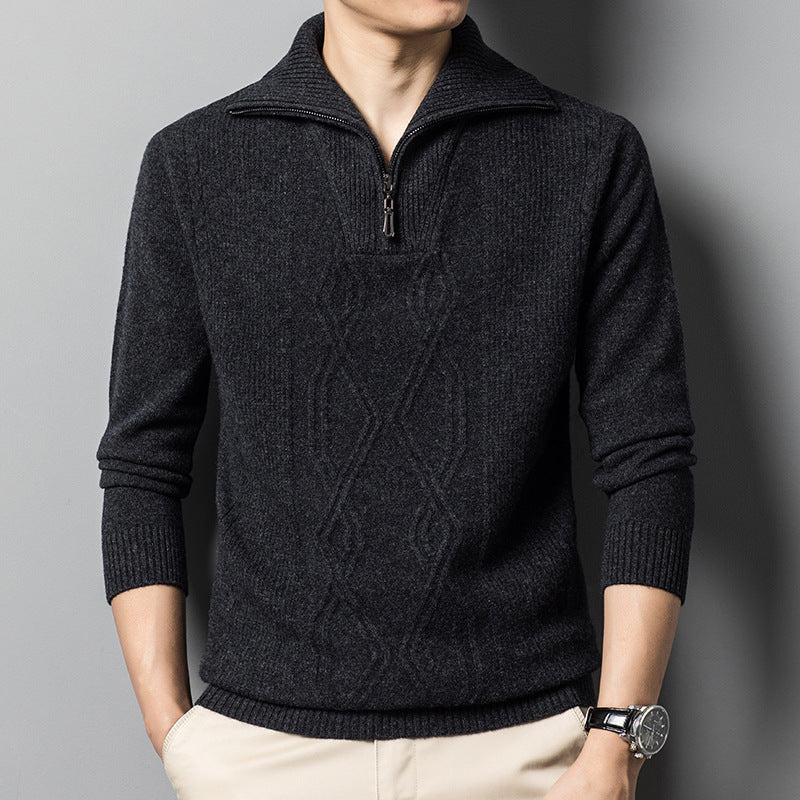 HANS Wollpullover mit Reißverschluss