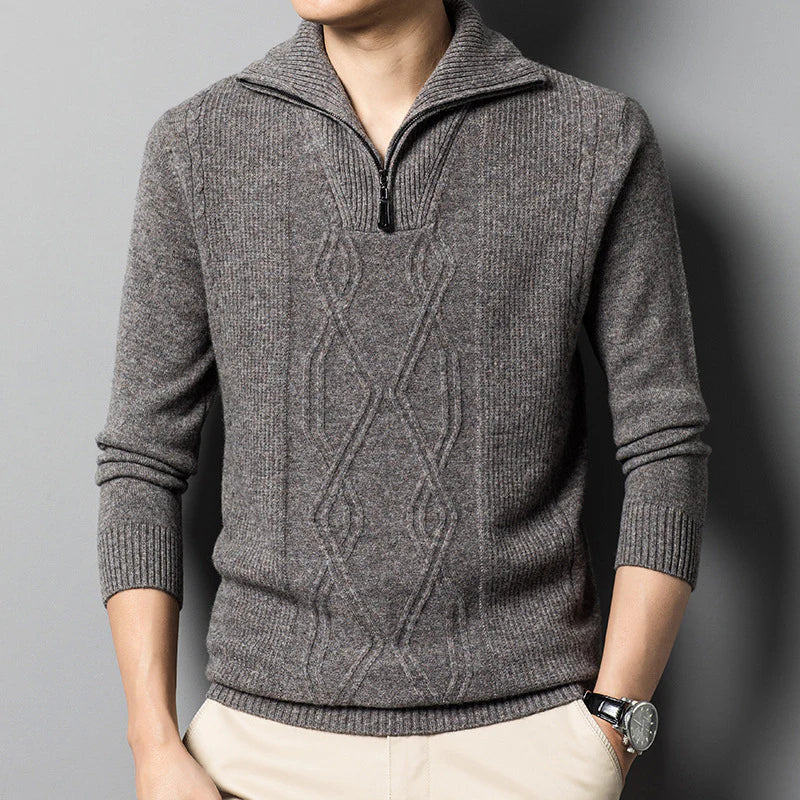 HANS Wollpullover mit Reißverschluss