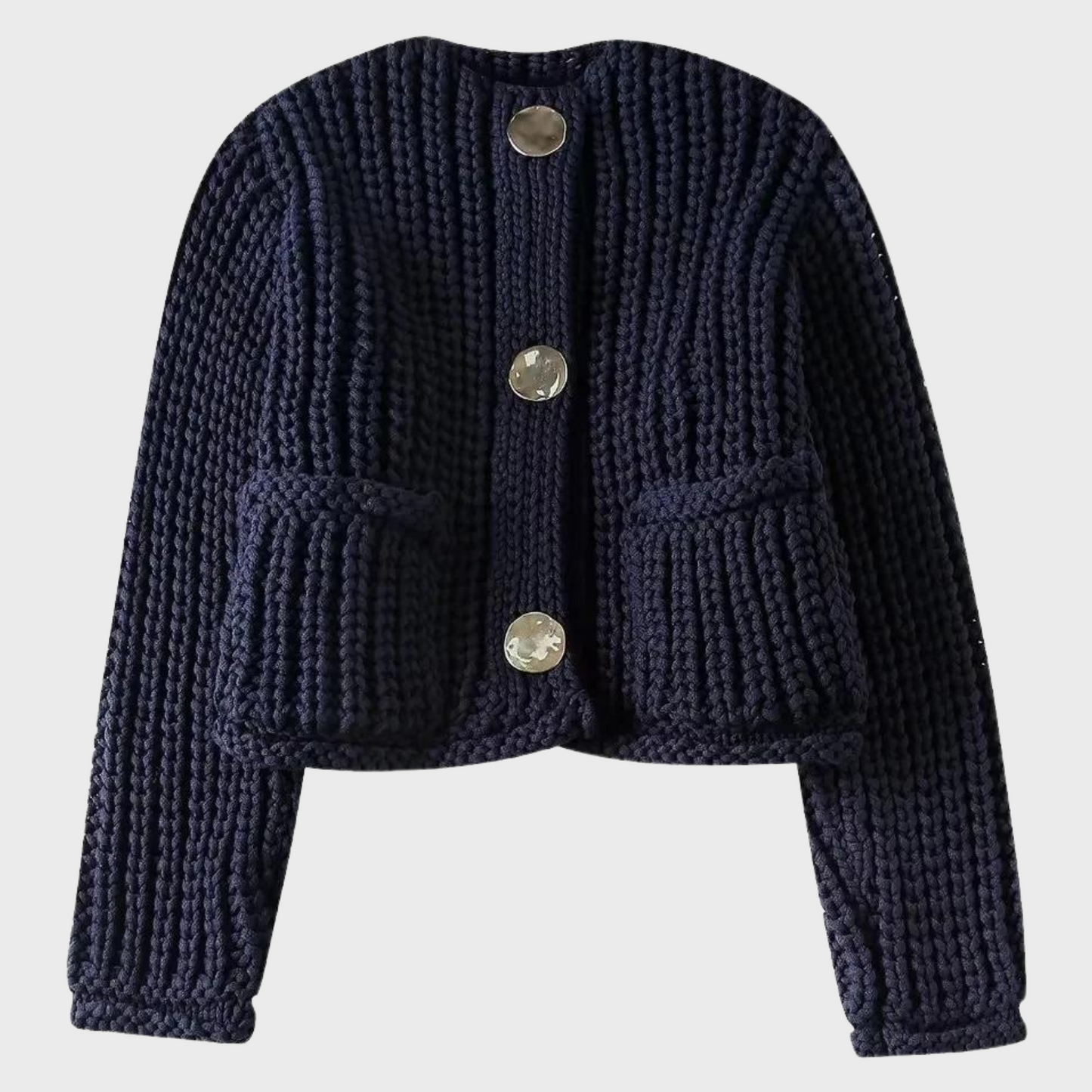 ModeGeist | Strickpullover mit Rundhalsausschnitt und Knöpfen