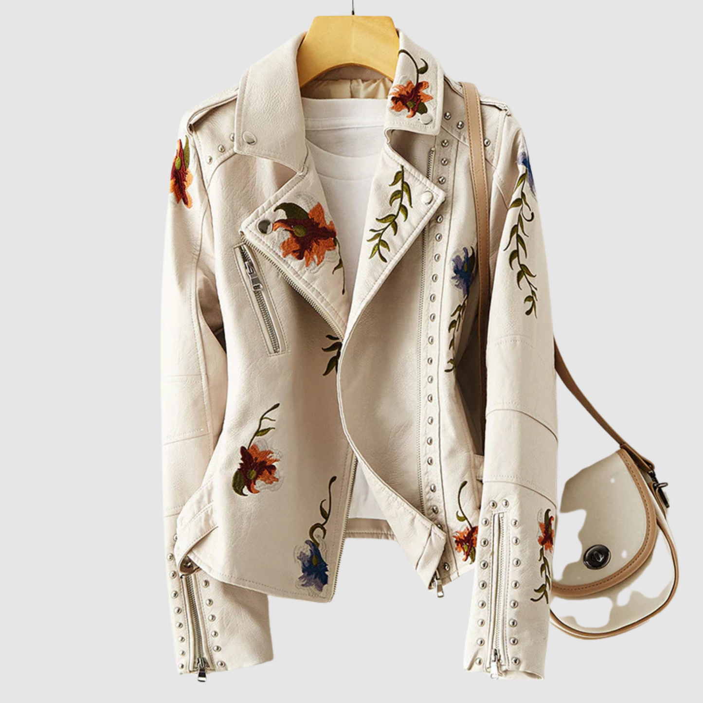 ModeGeist | Lederjacke mit Retro Blumenmuster