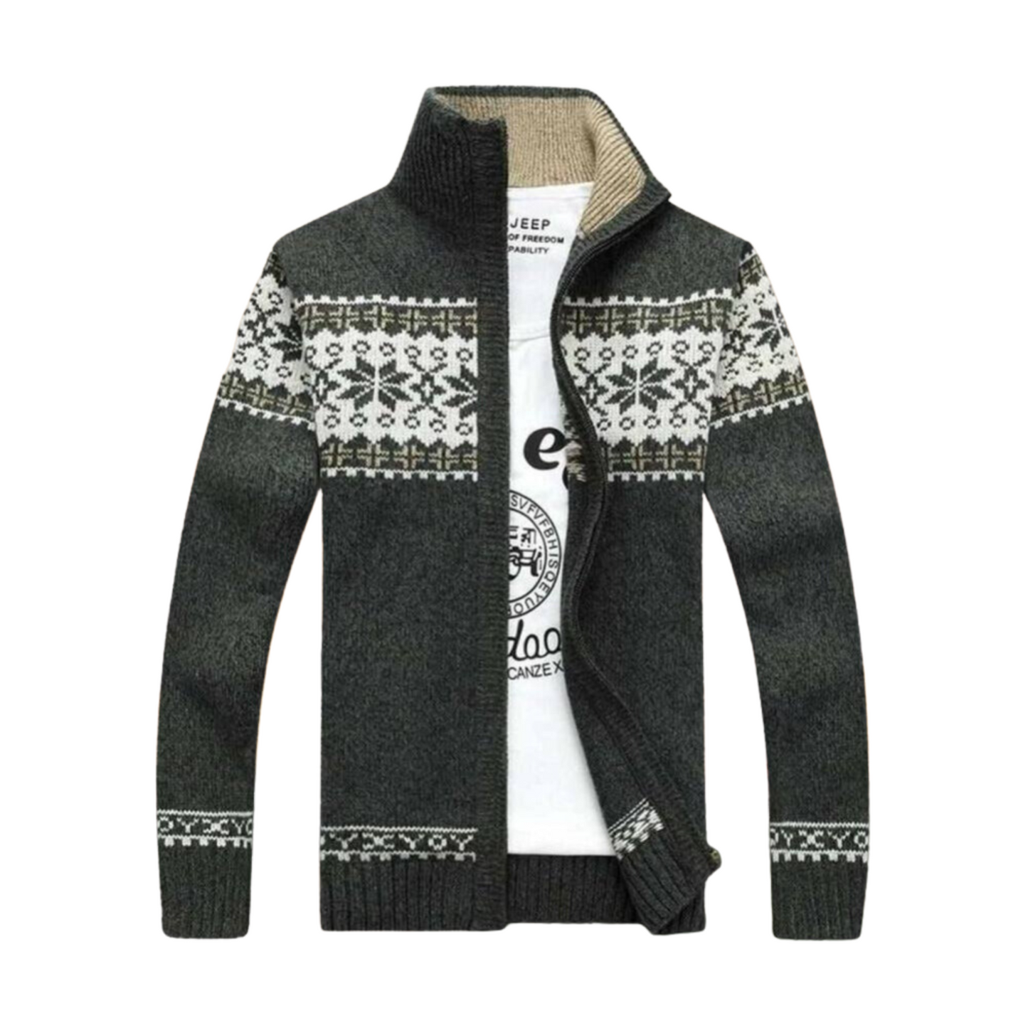 Männerpullover mit nordischem Schneeflockenmuster