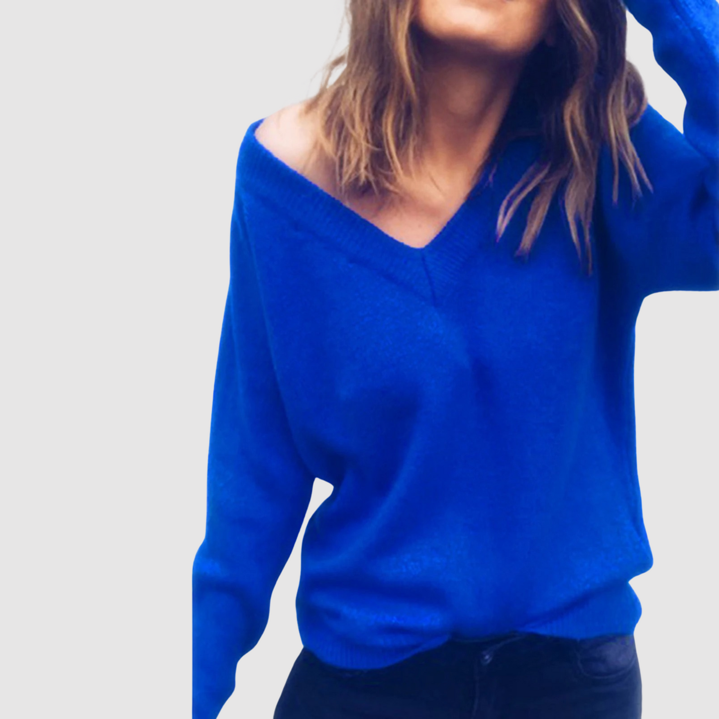 ModeGeist | Strickpullover mit V-Ausschnitt und Lockerer Halslinie
