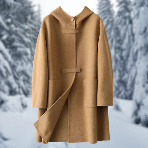 ModeGeist | Modische Doppelseitige Kaschmirjacke mit Kapuze für Damen