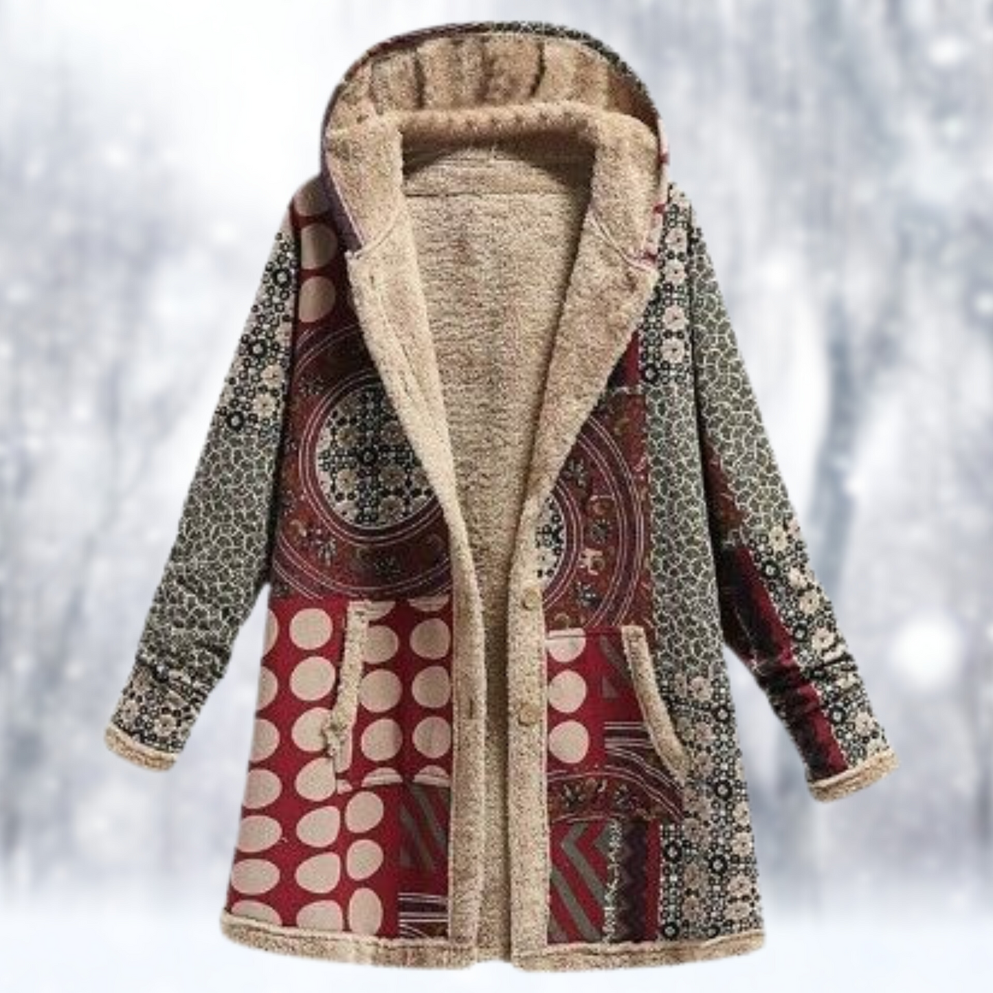 ModeGeist | Lange Fleecejacke mit Kapuze