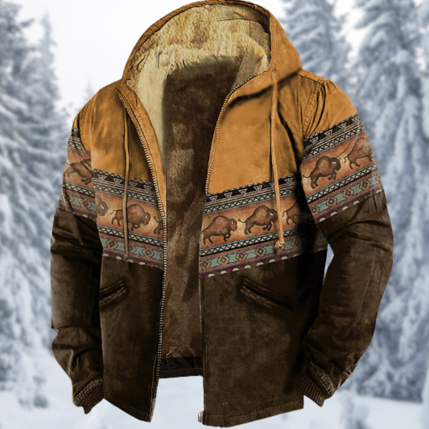 Mit Kapuze versehene 3D-gedruckte Fleecejacke Caleb