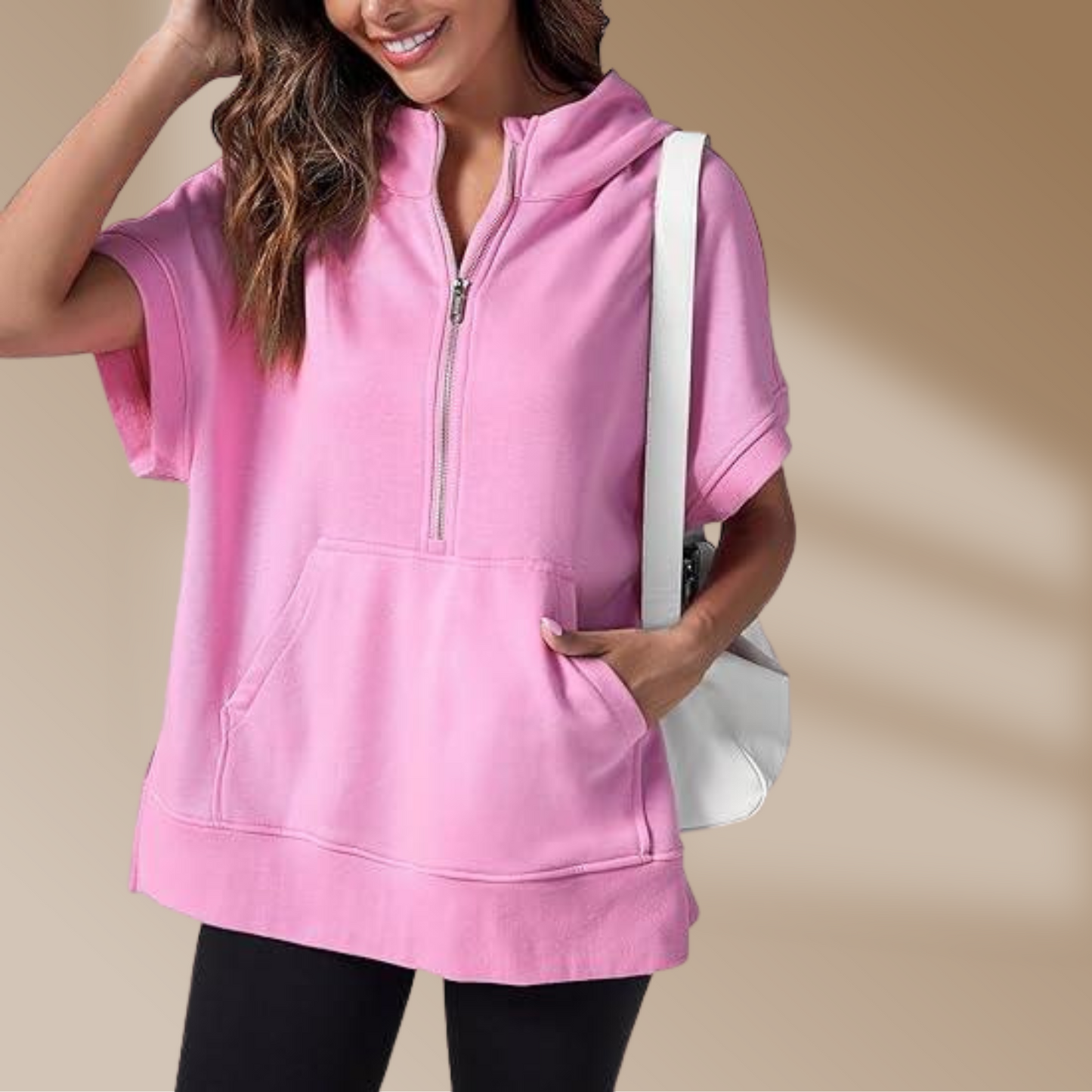Damen-Sweatshirt mit kurzem Zipper, Übergröße, Florentiner Style
