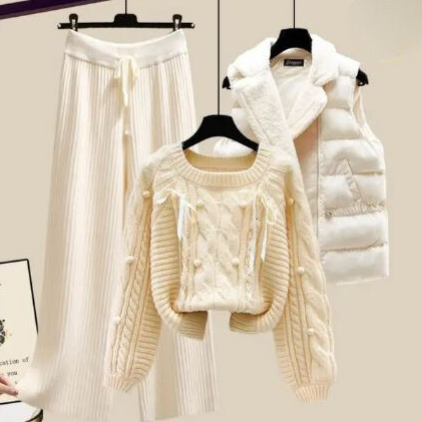 Damen-Outfit: Weste, Pullover & weite Hose (Widar 3-teilig)