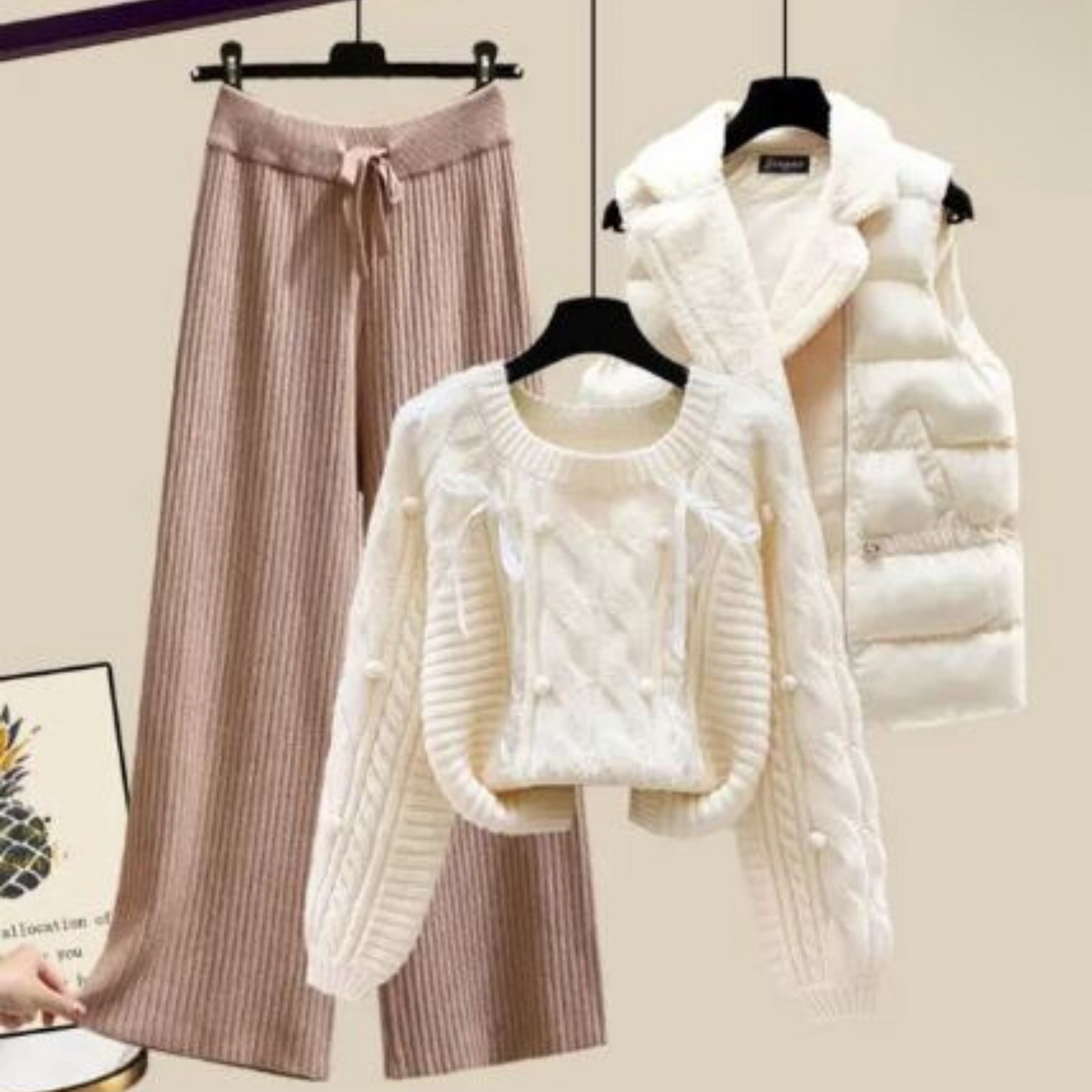 Damen-Outfit: Weste, Pullover & weite Hose (Widar 3-teilig)