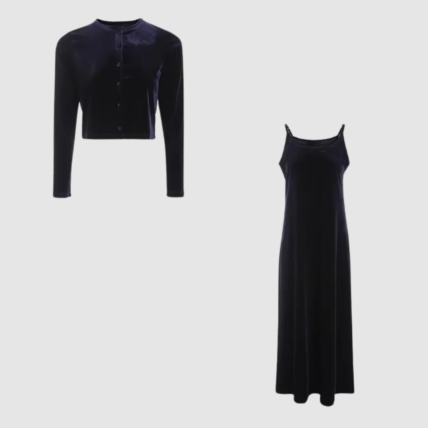 ModeGeist | Weste und Kleid Satz mit Samtträgern