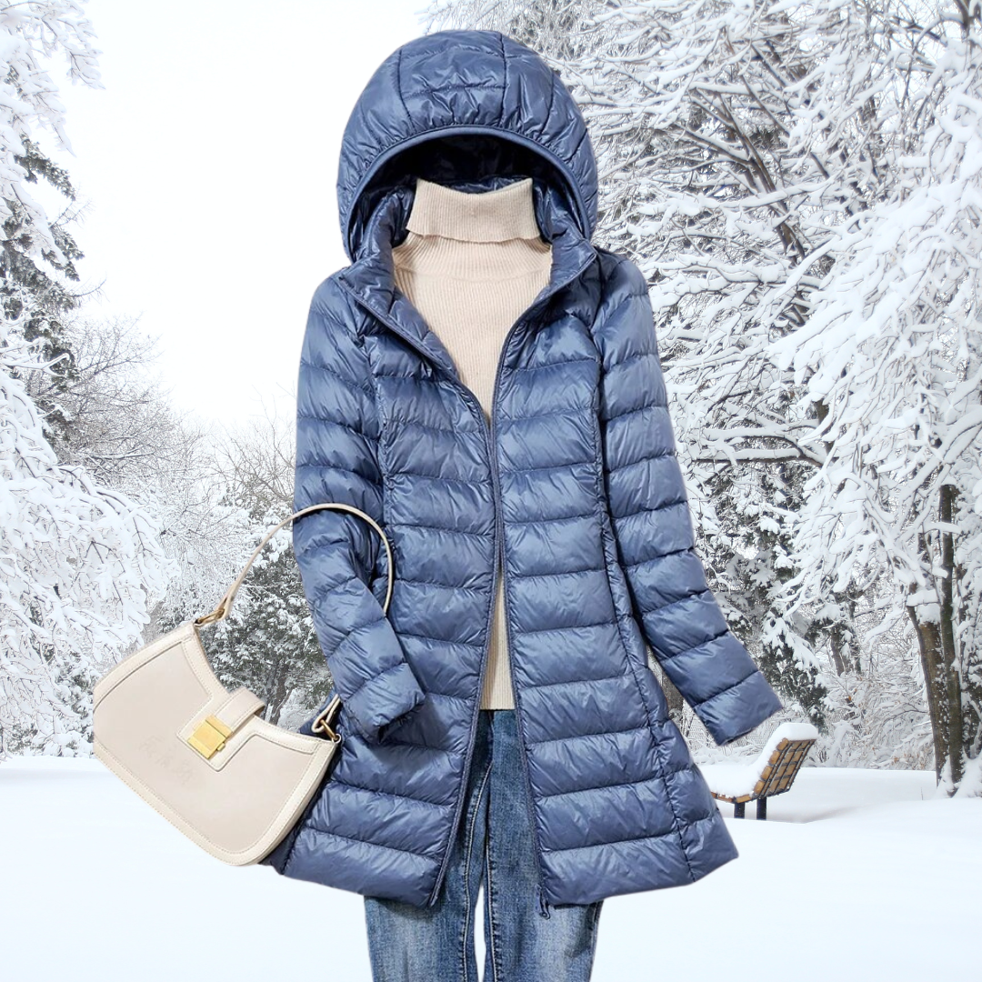 ModeGeist | Damen Pufferjacke - wattierte Winterjacke mit Kapuze und Reißverschluss