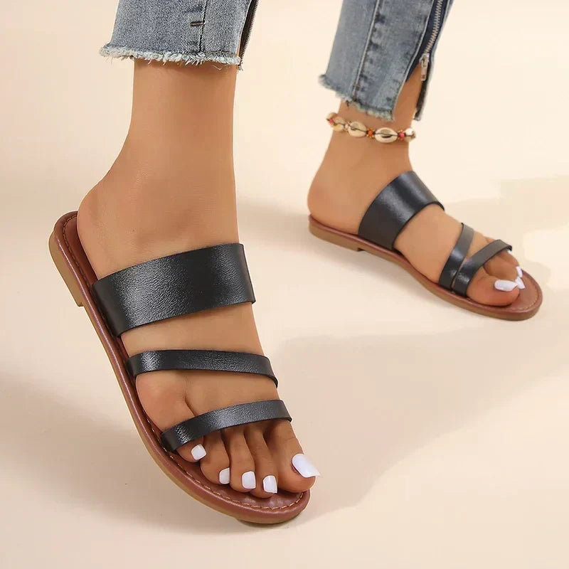 MODEGEIST Damen Flache Sandalen Gepolstert Verstellbare Riemen