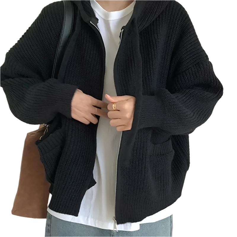 ModeGeist | Oversized Strick Damenpullover mit Reißverschluss
