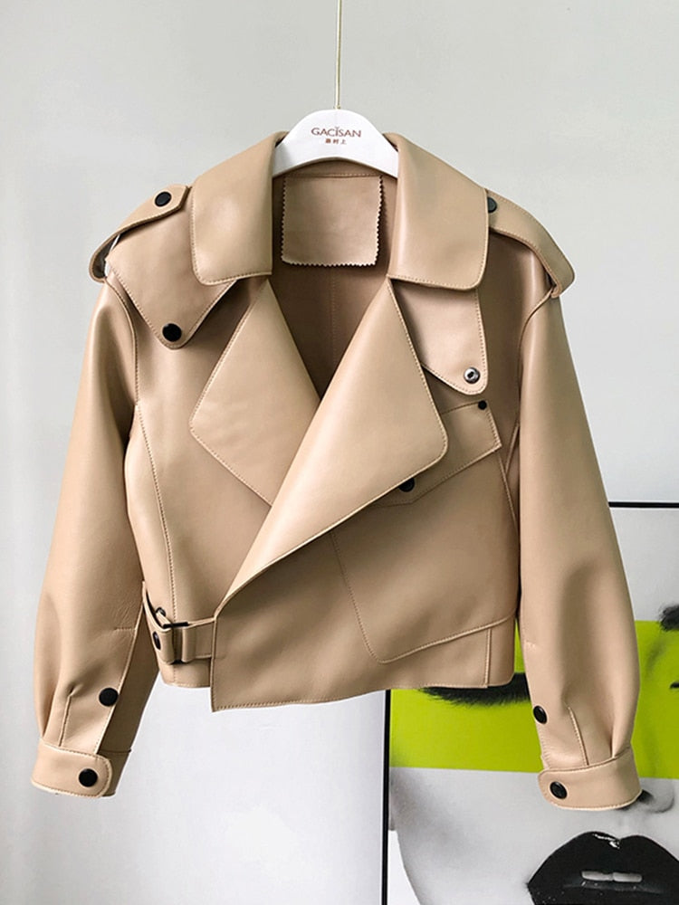 Leder Trenchcoat kurz