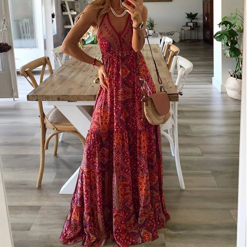 Maxikleid Lena mit Boho-Print und Schlupfdesign