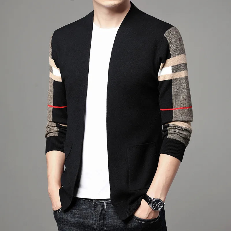 Herrenstrickjacke mit offenem Vorderteil