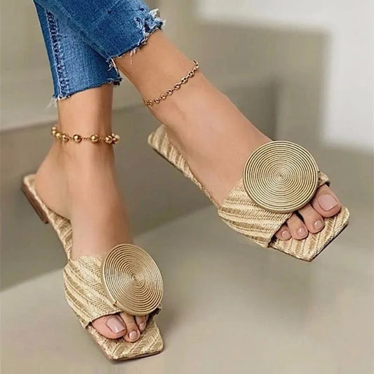 MODEGEIST Damen Sandalen Gewebt Beige