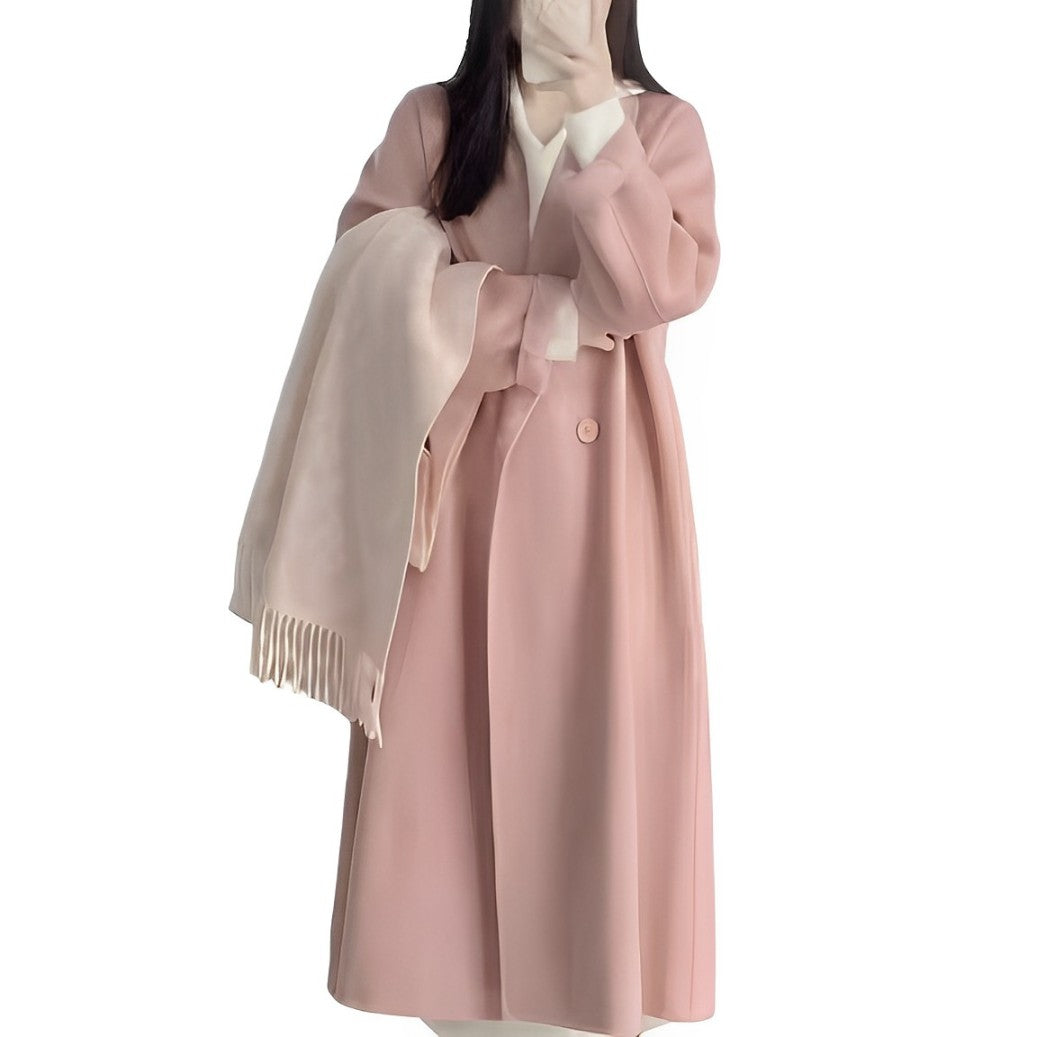 Lockerer Alva Wollmantel mit offener Knopfleiste