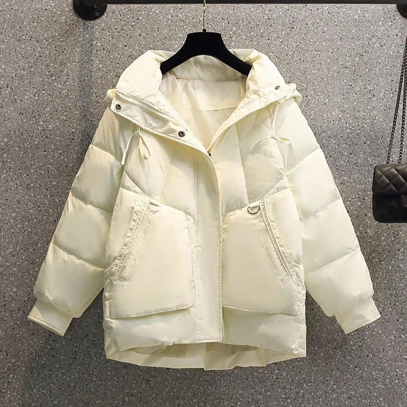 ModeGeist | Puffer Jacke - Übergröße Gesteppt Wärme - Kapuze Hoher Kragen - Reißverschlussverschluss