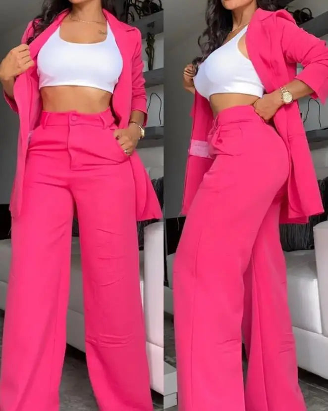 Avelena Damen-Zweiteiler: Blazer und Hose im angesagten Design