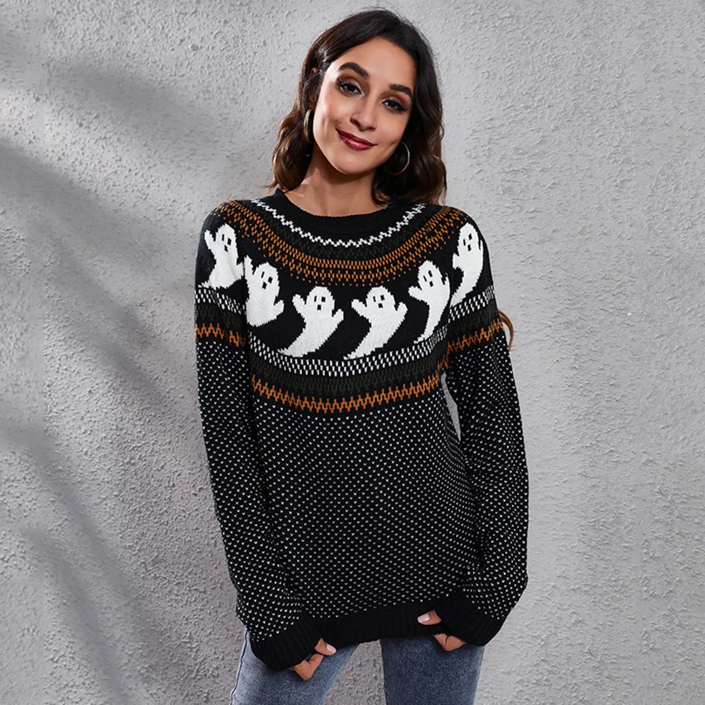 ModeGeist | Halloween Geist Weinlese Damen Pullover