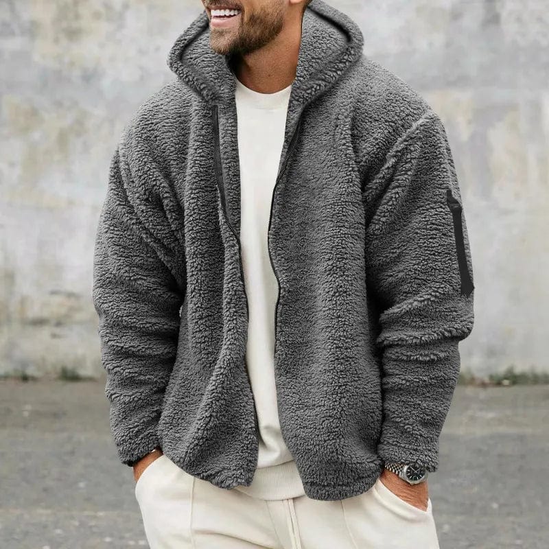 Herren Sherpa Kapuzenjacke aus weichem Fleece