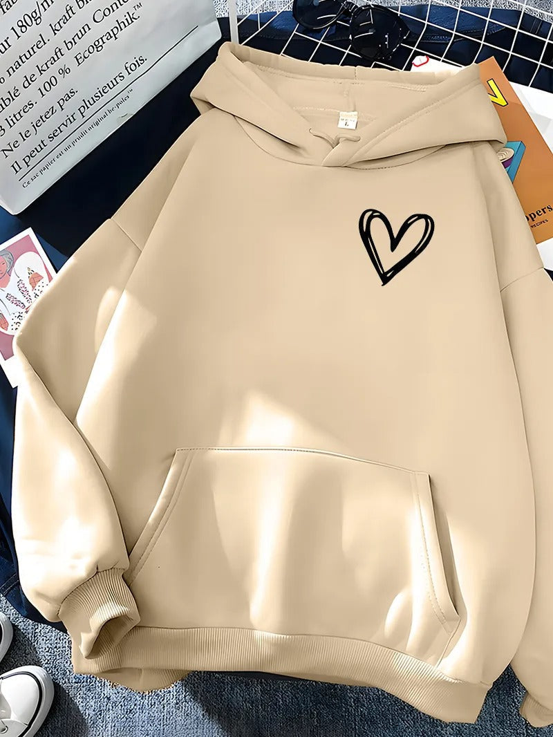Fudus | Relaxing Heart Print Hoodie