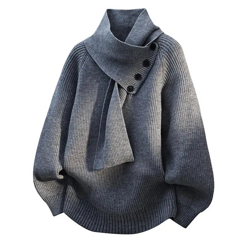 MODEGEIST Damen Schalkragen Pullover Weicher Strick Relaxed Fit