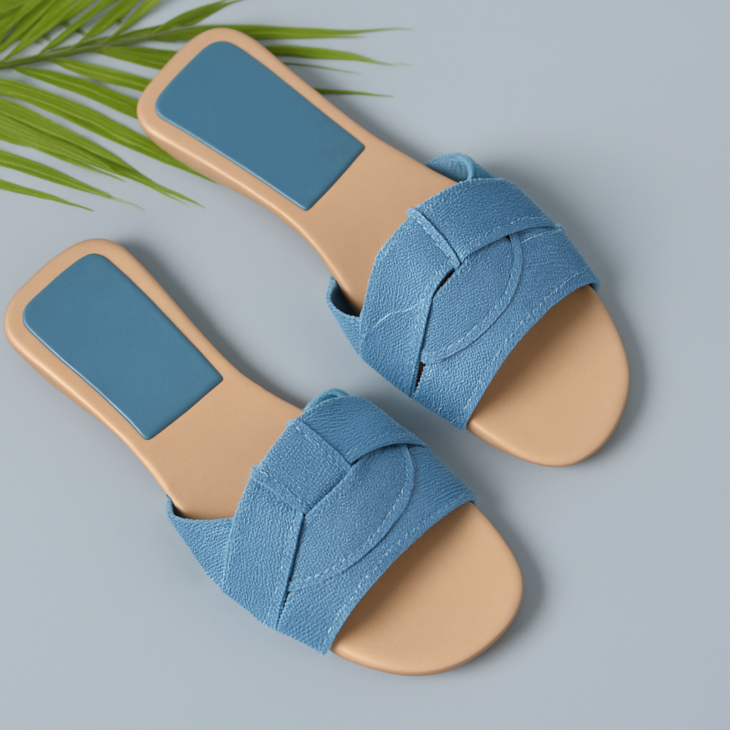 MODEGEIST Damen Slides Pantoletten Gepolstert Beige