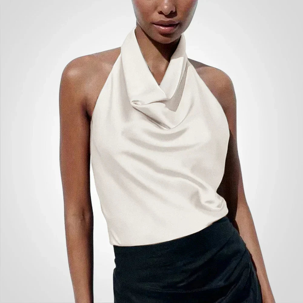 Satin Crop Top with Neckholder by Fudus
