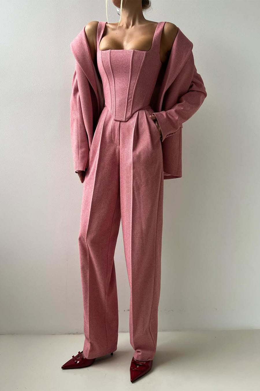 FIGEN Dreiteiliges Anzugset mit Doppelreiher-Blazer