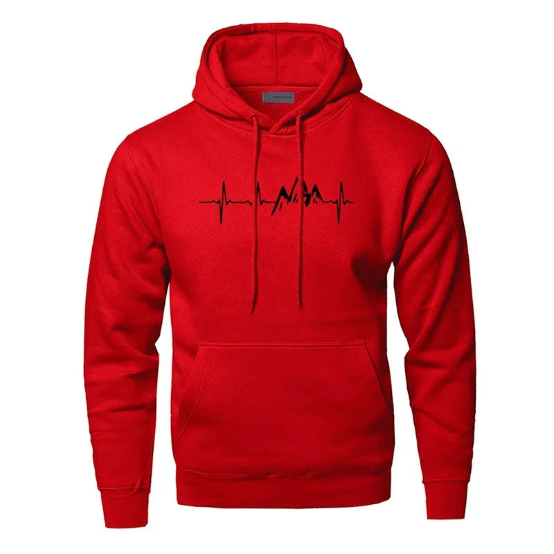 ModeGeist | Hoodie mit Puls-motiv Baumwolle und Polyester Trendy und Komfortabel