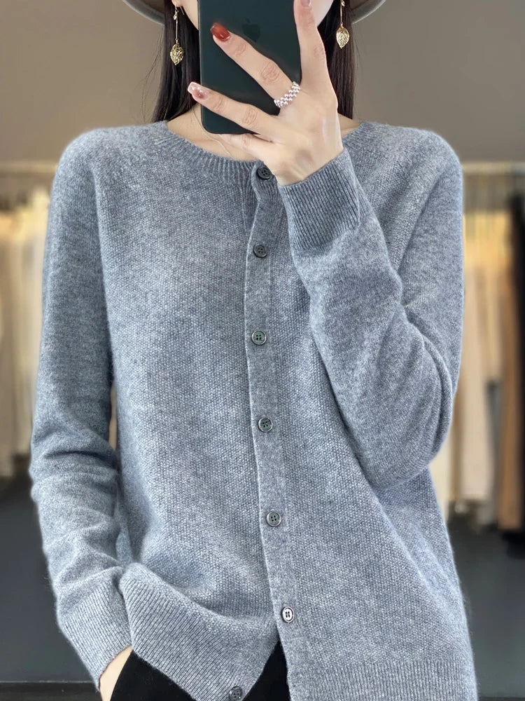 MODEGEIST Damen Strickjacke Knöpfe Klassisch Vielseitig Basic