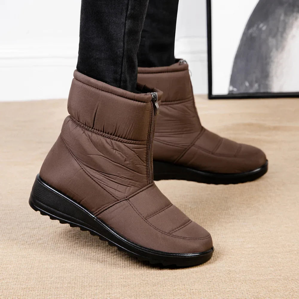 ModeGeist | Gepolsterte, Wasserdichte, Plüschige Stiefeletten mit Reißverschluss