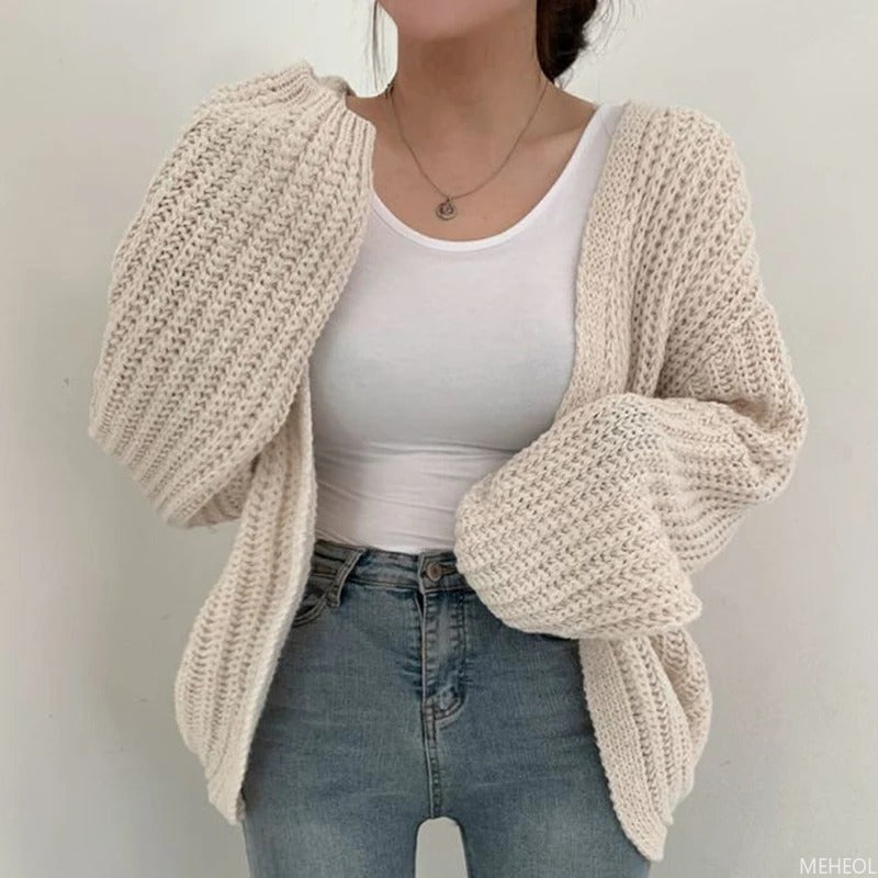 ModeGeist | Lässiger Strick-Cardigan mit Oversize-Ärmeln