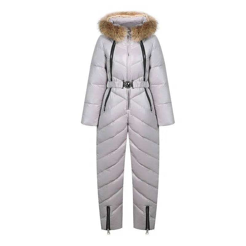 ModeGeist | Lässiger Winter Skianzug mit Pelzkragen Für Frauen